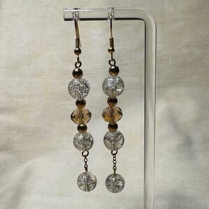 Hand Crafted Cream and Gold Dangle Earrings